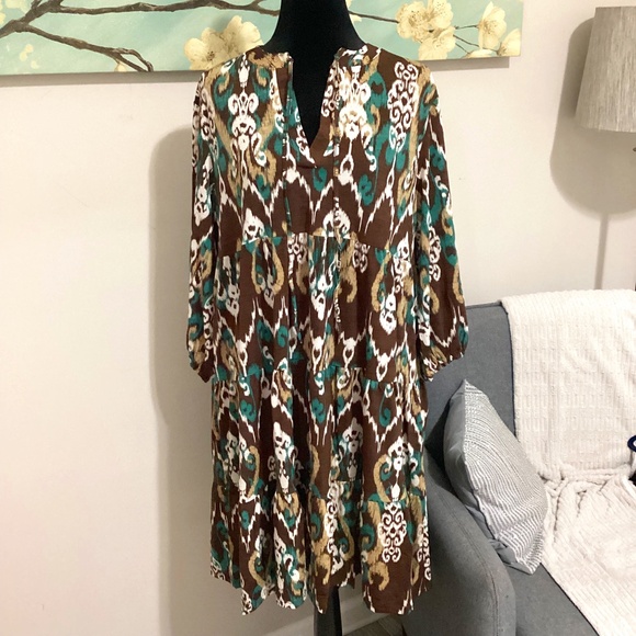 SPLA Bulgari Fabric Damask Print Midi Dress with Pockets - Picture 1 of 5